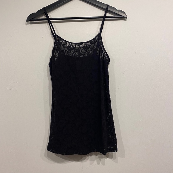 George Black Lace Sheer Tank Top Size Medium - Picture 1 of 3